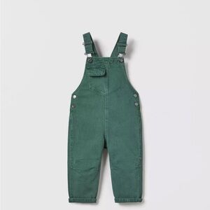 Zara Green Denim Toddler Overalls